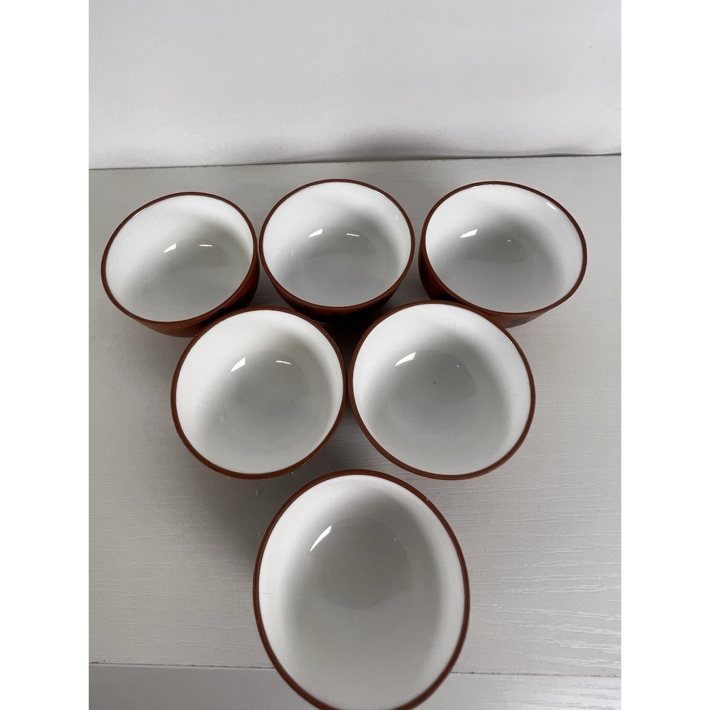 Tokoname Ware Sencha Tea Set | 6 Japanese Cups | White Interior‎ | 2"x1.5" - Picture 6 of 9